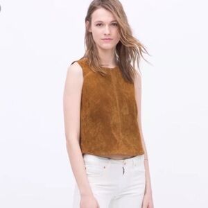 Zara genuine suede sleeveless top